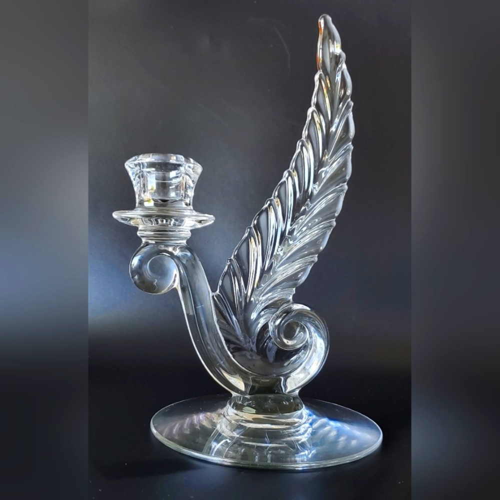 Gorgeous Fostoria 9 1/2" Plume Feather Candle Stick